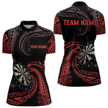 Load image into Gallery viewer, Personalized Red Tribal Darts Polo &amp; Quarter Zip Shirts Custom Women Darts Shirts Dart Jerseys TDM3185