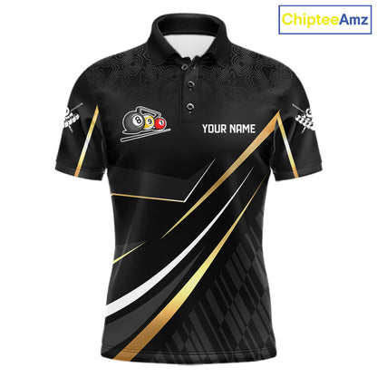 Personalized Golden 8 Ball Pool Crown Billiard Shirt For Men, Billiard Team Jersey Polo & 1/4 Zip TDM5904