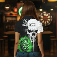 Load image into Gallery viewer, Personalized Grunge Skull Crack Wall Women Dart Shirts Custom Darts League Team Jerseys |Green TDM3699