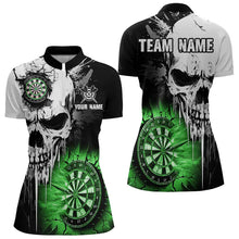 Load image into Gallery viewer, Personalized Grunge Skull Crack Wall Women Dart Shirts Custom Darts League Team Jerseys |Green TDM3699