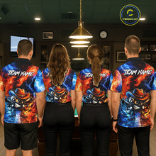 Load image into Gallery viewer, Blue And Orange Funny 8 Ball Flame Billiard Shirt For Women, Pool Team Jersey Polo &amp; 1/4 Zip TDM6051