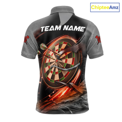 Personalized Wolf Lightning Darts Shirt For Men, Darts Team Jersey Polo & 1/4 Zip |Orange TDM6304
