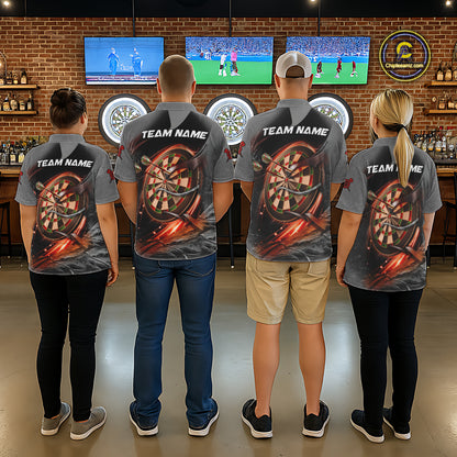 Personalized Wolf Lightning Darts Shirt For Men, Darts Team Jersey Polo & 1/4 Zip |Orange TDM6304