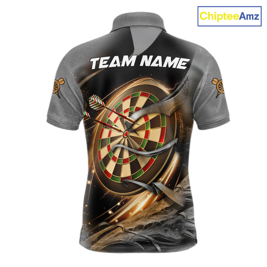 Personalized Eagle Lightning Darts Shirt For Men, Darts Team Jersey Polo & 1/4 Zip |Gold TDM6306