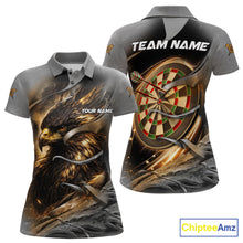 Load image into Gallery viewer, Personalized Eagle Lightning Darts Shirt For Women, Darts Team Jersey Polo &amp; 1/4 Zip |Gold TDM6306