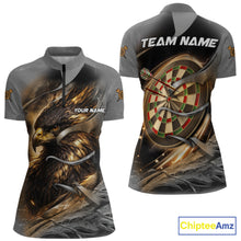 Load image into Gallery viewer, Personalized Eagle Lightning Darts Shirt For Women, Darts Team Jersey Polo &amp; 1/4 Zip |Gold TDM6306
