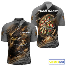 Load image into Gallery viewer, Personalized Eagle Lightning Darts Shirt For Men, Darts Team Jersey Polo &amp; 1/4 Zip |Gold TDM6306