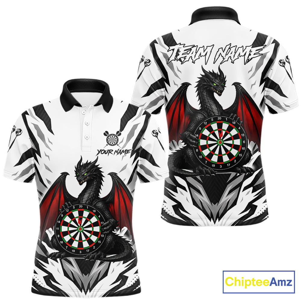 Personalized Dragon Darts Jersey For Men Custom Darts Polo & Quarter Zip Team Shirts |Red TDM6310