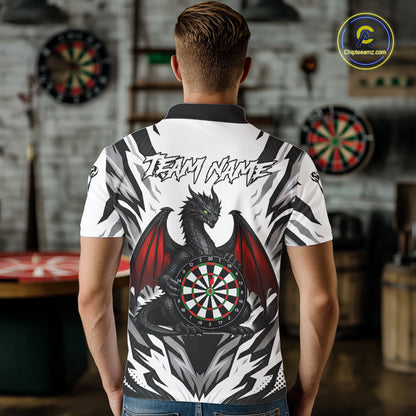 Personalized Dragon Darts Jersey For Men Custom Darts Polo & Quarter Zip Team Shirts |Red TDM6310
