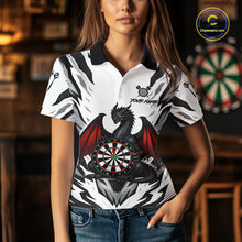 Load image into Gallery viewer, Personalized Dragon Darts Jersey For Women Custom Darts Polo &amp; Quarter Zip Team Shirts |Red TDM6310