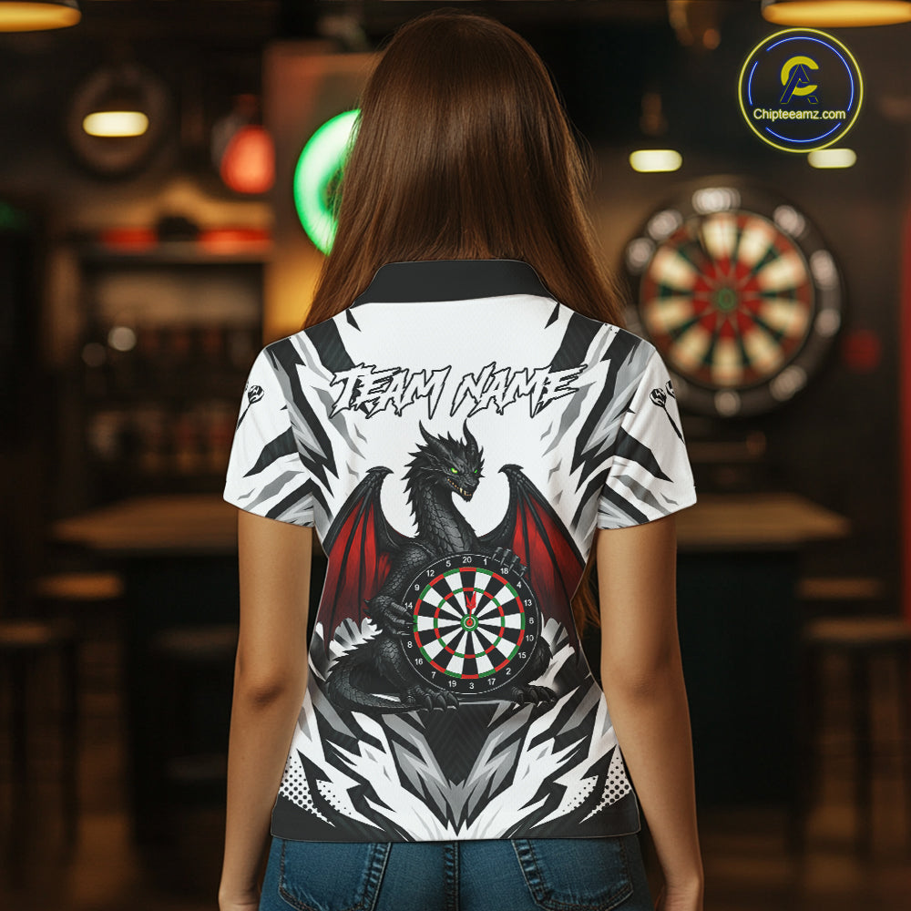 Personalized Dragon Darts Jersey For Women Custom Darts Polo & Quarter Zip Team Shirts |Red TDM6310
