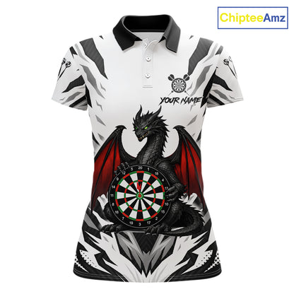 Personalized Dragon Darts Jersey For Women Custom Darts Polo & Quarter Zip Team Shirts |Red TDM6310