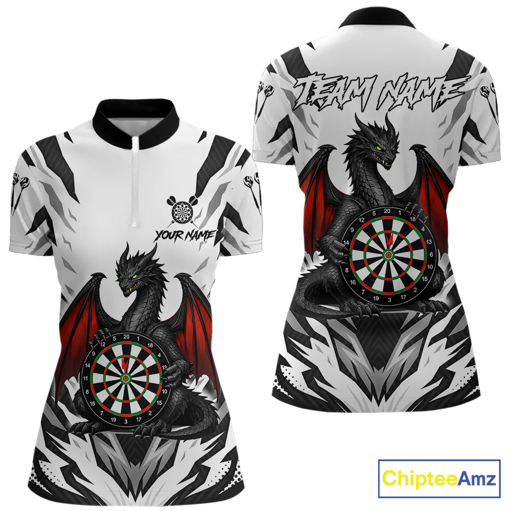 Personalized Dragon Darts Jersey For Women Custom Darts Polo & Quarter Zip Team Shirts |Red TDM6310