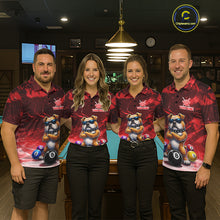 Load image into Gallery viewer, Funny Bulldog Pool Balls Billiard Shirt For Women Custom Billiard Team Jersey Polo &amp; 1/4 Zip |Red TDM6477