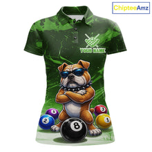 Load image into Gallery viewer, Funny Bulldog Pool Balls Billiard Shirt For Women Custom Billiard Team Jersey Polo &amp; 1/4 Zip |Green TDM6479