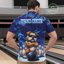 Load image into Gallery viewer, Personalized Blue Funny Bulldog Bowling Shirt For Men Custom Bowling Team Jersey Polo &amp; 1/4 Zip TDM6480