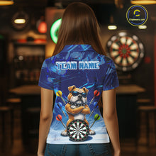 Load image into Gallery viewer, Personalized Blue Funny Bulldog Darts Shirt For Women Custom Darts Jersey Team Polo &amp; 1/4 Zip TDM6481