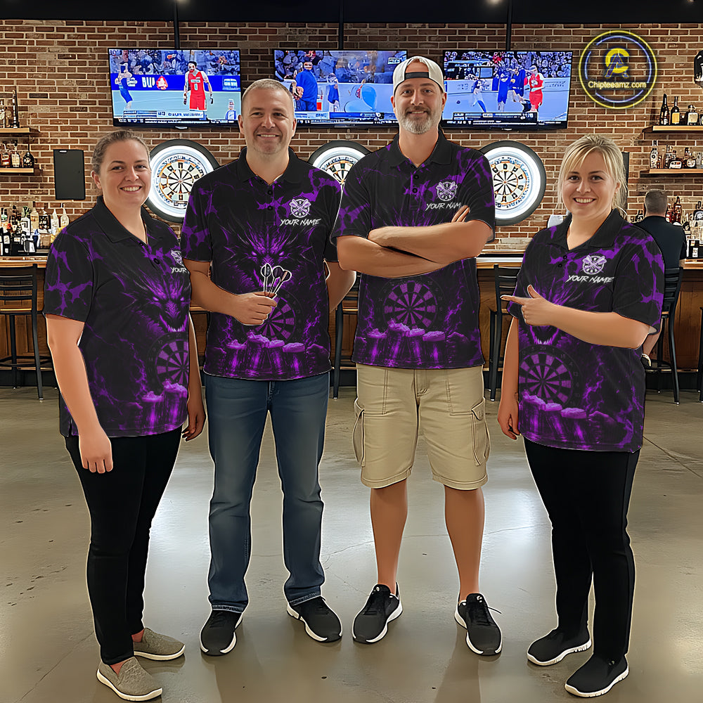Black And Purple Personalized Dragon Beer Darts Shirts For Women Custom Darts League Team Jersey TDM7206