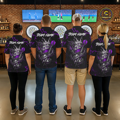 Black And Purple Personalized Dragon Beer Darts Shirts For Women Custom Darts League Team Jersey TDM7206