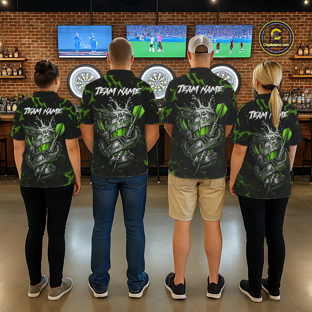 Black And Green Personalized Dragon Beer Darts Shirts For Women Custom Darts League Team Jersey TDM7207