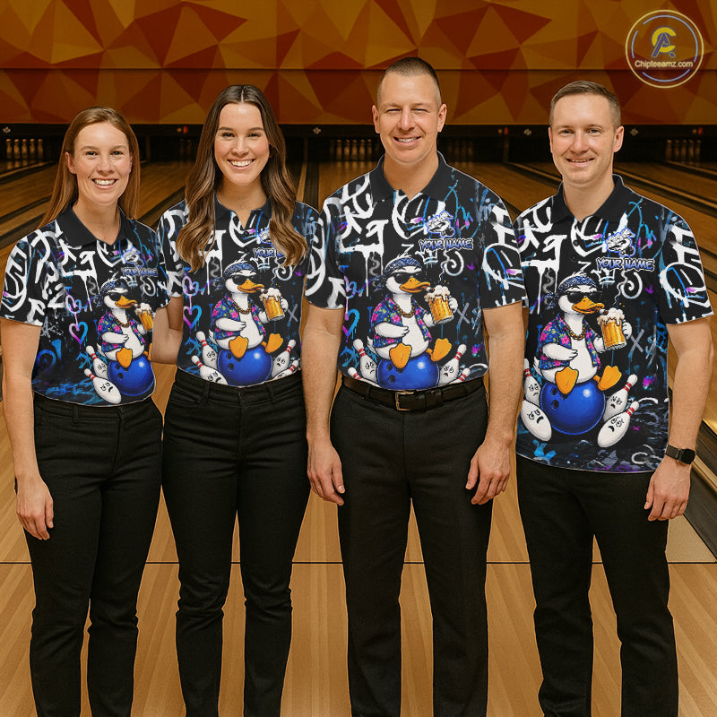 Colorful Graffiti Funny Duck Bowling Jersey For Women Custom Bowling Team Shirts, Gift For Bowlers TDM7210