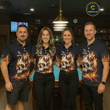 Load image into Gallery viewer, Orange Flaming Skull 8 Ball Billiard Shirt For Women Custom Pool Team Jersey Polo &amp; Quarter Zip TDM5421