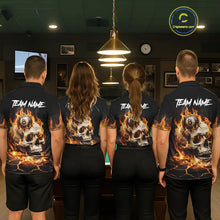 Load image into Gallery viewer, Orange Flaming Skull 8 Ball Billiard Shirt For Women Custom Pool Team Jersey Polo &amp; Quarter Zip TDM5421