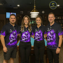 Load image into Gallery viewer, Purple Flaming Skull 8 Ball Billiard Shirt For Men Custom Pool Team Jersey Polo &amp; Quarter Zip TDM5423