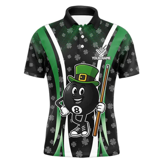 Funny 8 Ball Pool St Patrick Day Billiard Shirt For Men Custom Lucky Billiard Team Jersey TDM5699
