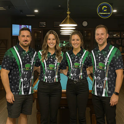 Funny 8 Ball Pool St Patrick Day Billiard Shirt For Men Custom Lucky Billiard Team Jersey TDM5699