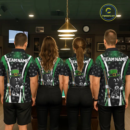 Funny 8 Ball Pool St Patrick Day Billiard Shirt For Men Custom Lucky Billiard Team Jersey TDM5699