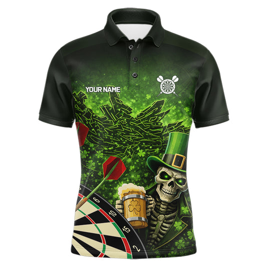 St Patrick Day Skull Darts Shirt Pocket Option For Men Custom Darts Jersey TDM5700
