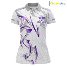 Load image into Gallery viewer, White And Purple Custom Crown 8 Ball Women's Billiards Shirts, Billiard Jersey Team Polo &amp; 1/4 Zip TDM6054