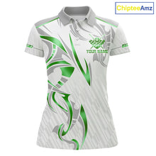Load image into Gallery viewer, White And Green Custom Crown 8 Ball Women's Billiards Shirts, Billiard Jersey Team Polo &amp; 1/4 Zip TDM6055