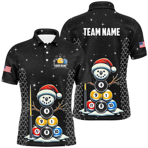 Custom Galaxy Funny Snow Billiard Balls Christmas Pool Shirts For Men, Xmas Billiard Shirts Jerseys TDM2963