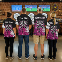 Load image into Gallery viewer, Personalized Pink Grunge Mens Dart Shirts Custom Dart Jerseys Team Polo &amp; 1/4 Zip, Darts Uniform TDM5701