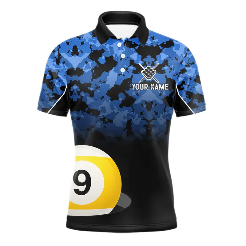 9 Ball Pool Blue Camo Custom Billiard Shirts For Men, Patriotic US Flag Billiard Team Jerseys TDM5711