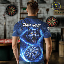 Load image into Gallery viewer, Personalized Blue Dartboard Lightning Wolf Darts Shirt For Men, Darts Team Jersey Polo &amp; 1/4 Zip TDM5918