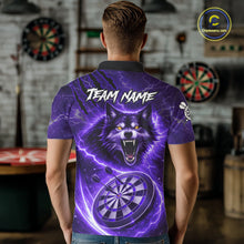 Load image into Gallery viewer, Personalized Purple Dartboard Lightning Wolf Darts Shirt For Men, Darts Team Jersey Polo &amp; 1/4 Zip TDM5919