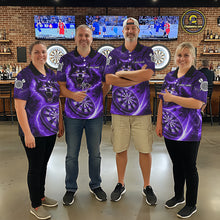 Load image into Gallery viewer, Personalized Purple Dartboard Lightning Wolf Darts Shirt For Men, Darts Team Jersey Polo &amp; 1/4 Zip TDM5919