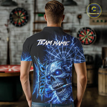 Load image into Gallery viewer, Blue Darts Skull Polo &amp; Quarter Zip Shirt For Men Custom Thunder Lighting Darts Team Jersey TDM6061