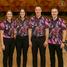 Load image into Gallery viewer, Custom Pink Funny Zombie Bowling Shirt For Men, Bowling Team League Jersey Polo &amp; Quarter Zip TDM6500