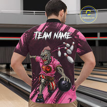 Load image into Gallery viewer, Custom Pink Funny Zombie Bowling Shirt For Men, Bowling Team League Jersey Polo &amp; Quarter Zip TDM6500