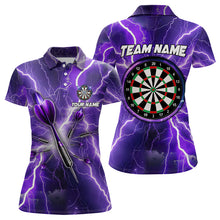 Load image into Gallery viewer, Purple Thunder Lightning Women Darts Polo &amp; Quarter Zip Custom Dart Shirts For Women Dart Jerseys TDM3212