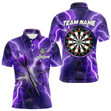 Load image into Gallery viewer, Purple Thunder Lightning Darts Polo &amp; Quarter Zip Custom Dart Shirts For Men Dart Jerseys TDM3212
