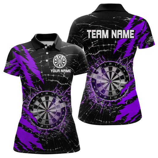 Black And Purple Darts Board Break Glass Custom Dart Shirts For Women, Darts Team Shirts Dart Jerseys TDM3217