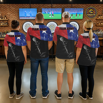 Personalized Texas Flag Steel Tip Dart Polo & 1/4 Zip For Men Custom Texas Darts Team Jersey TDM5452