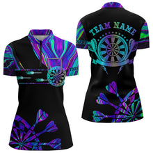 Load image into Gallery viewer, Neon Purple Blue Tie Dye Darts Shirt With Pocket For Women Custom Dart Jersey TDM3559
