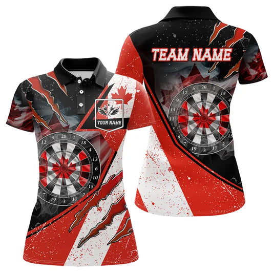 Personalized Canada Flag Smoke Dart Shirts For Women, Patriotic Darts Jerseys TDM3562