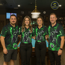 Load image into Gallery viewer, Green Grim Reaper 8 Ball Billiard Shirt For Women Custom Lightning Billiard Team Jersey Polo, 1/4 Zip TDM6326